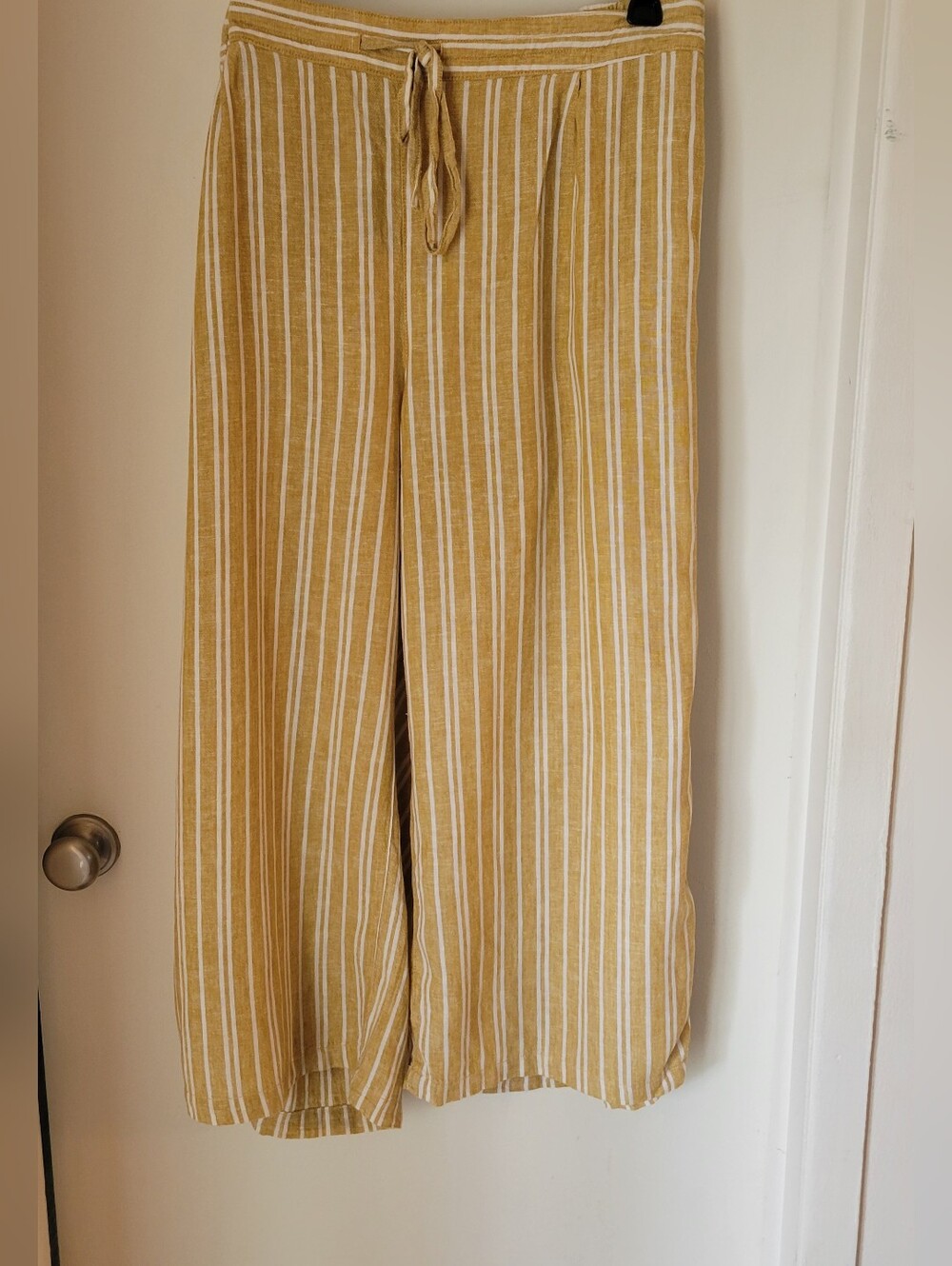 Striped Mustard Wide-Leg Lounge Pants